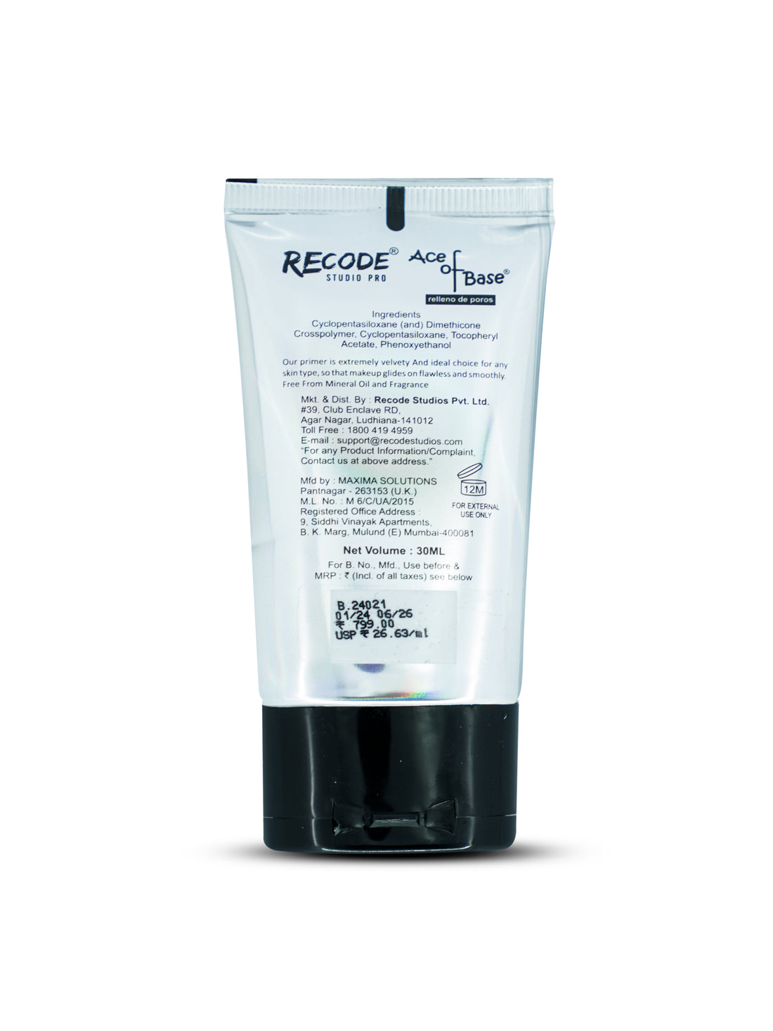 Recode Makeup Primer 30 ml for Oily Skin & Dry Skin 30 ml - Ace Of Base Primer