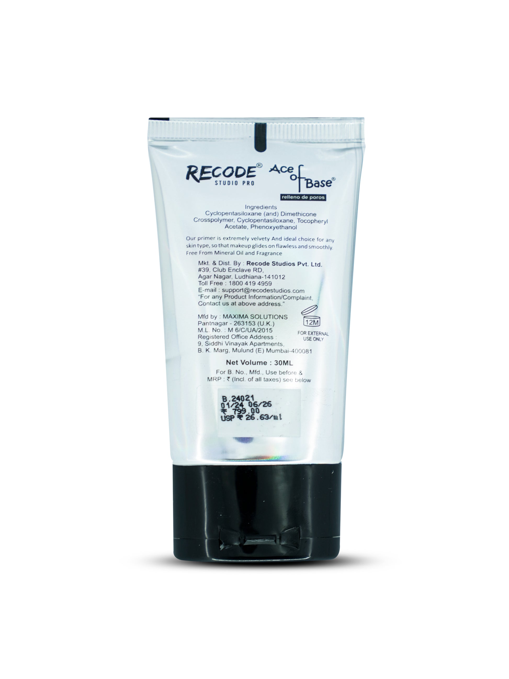 Recode Makeup Primer 30 ML for Oily Skin & Dry Skin  - Ace Of Base Primer