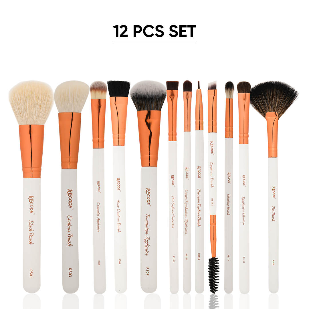 12 Piece Makeup Brush Set with Rose Gold Pouch