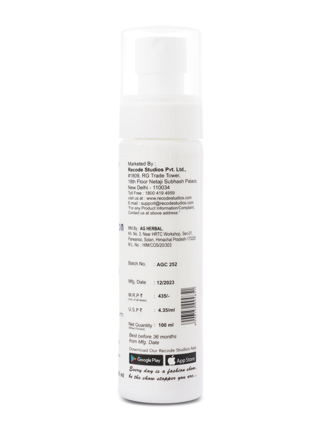 Recode Sun Protection Face Spray SPF50 PA+++ - 100ml