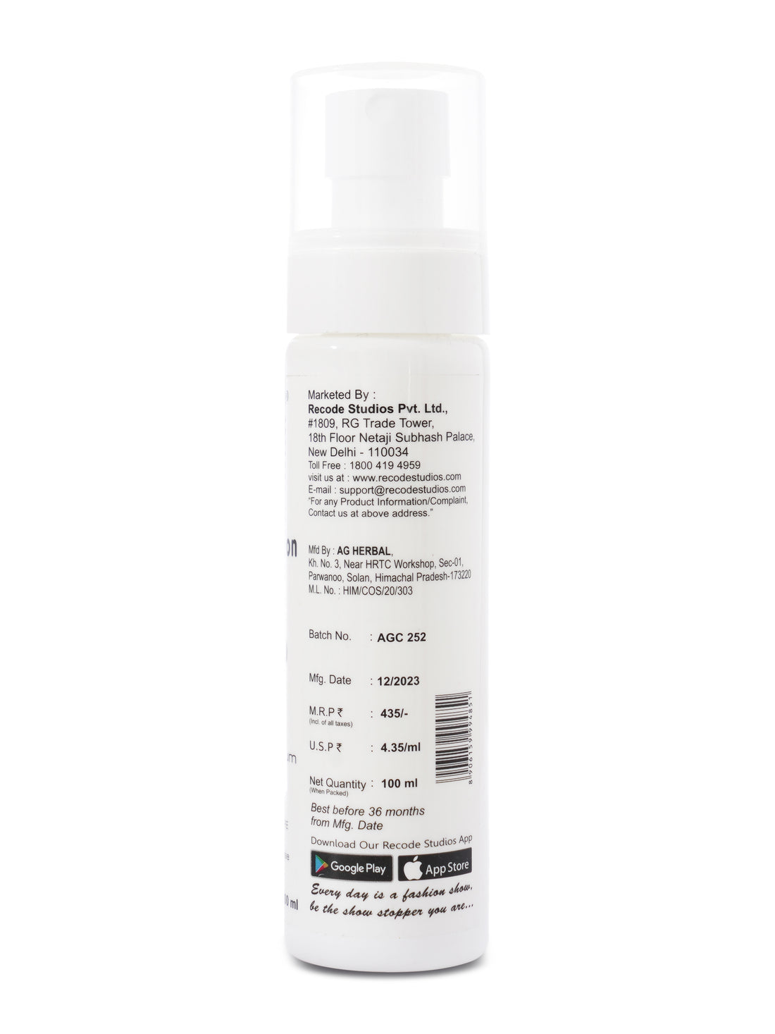 Recode Sun Protection Face Spray SPF50 PA+++ - 100 ML