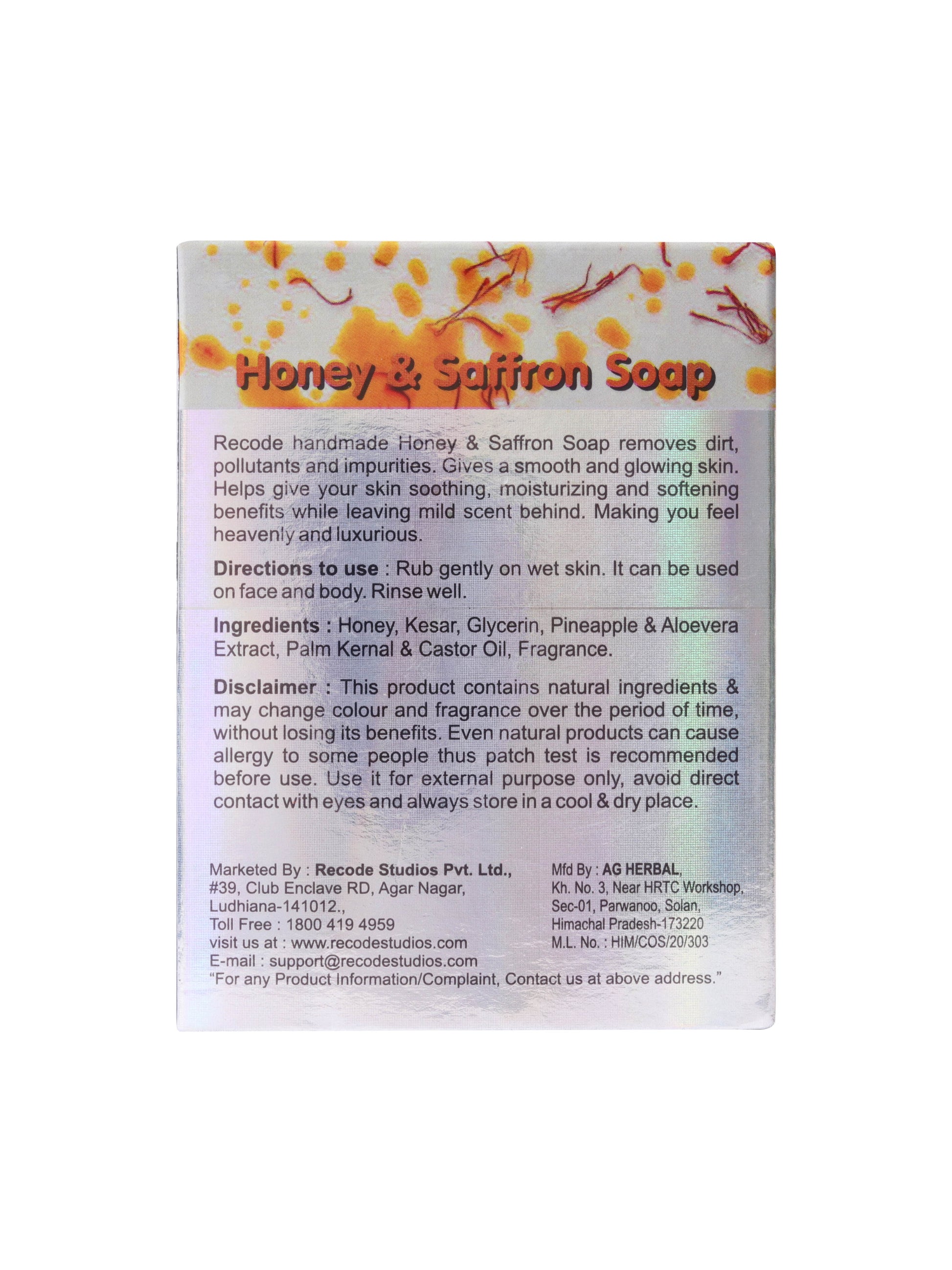 Recode Honey & Saffron Soap - 100g