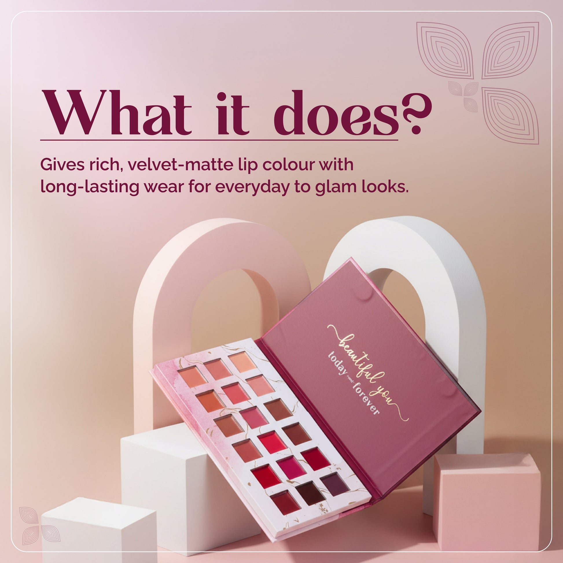 Velvet Luxe 18-Shade Lip Palette | Velvet Matte Finish | Long-Lasting | Suits All Skin Tones | Lipstick Palette Everyday Use