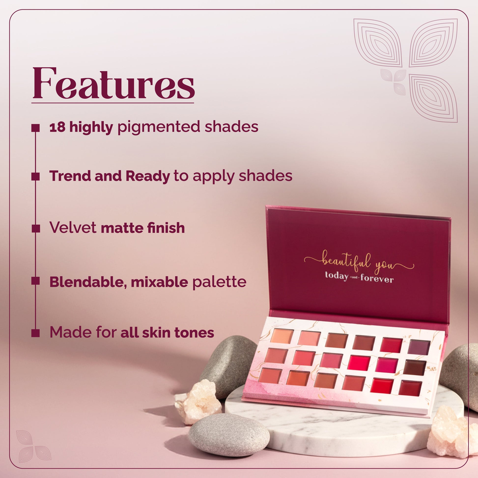 Velvet Luxe 18-Shade Lip Palette | Velvet Matte Finish | Long-Lasting | Suits All Skin Tones | Lipstick Palette Everyday Use