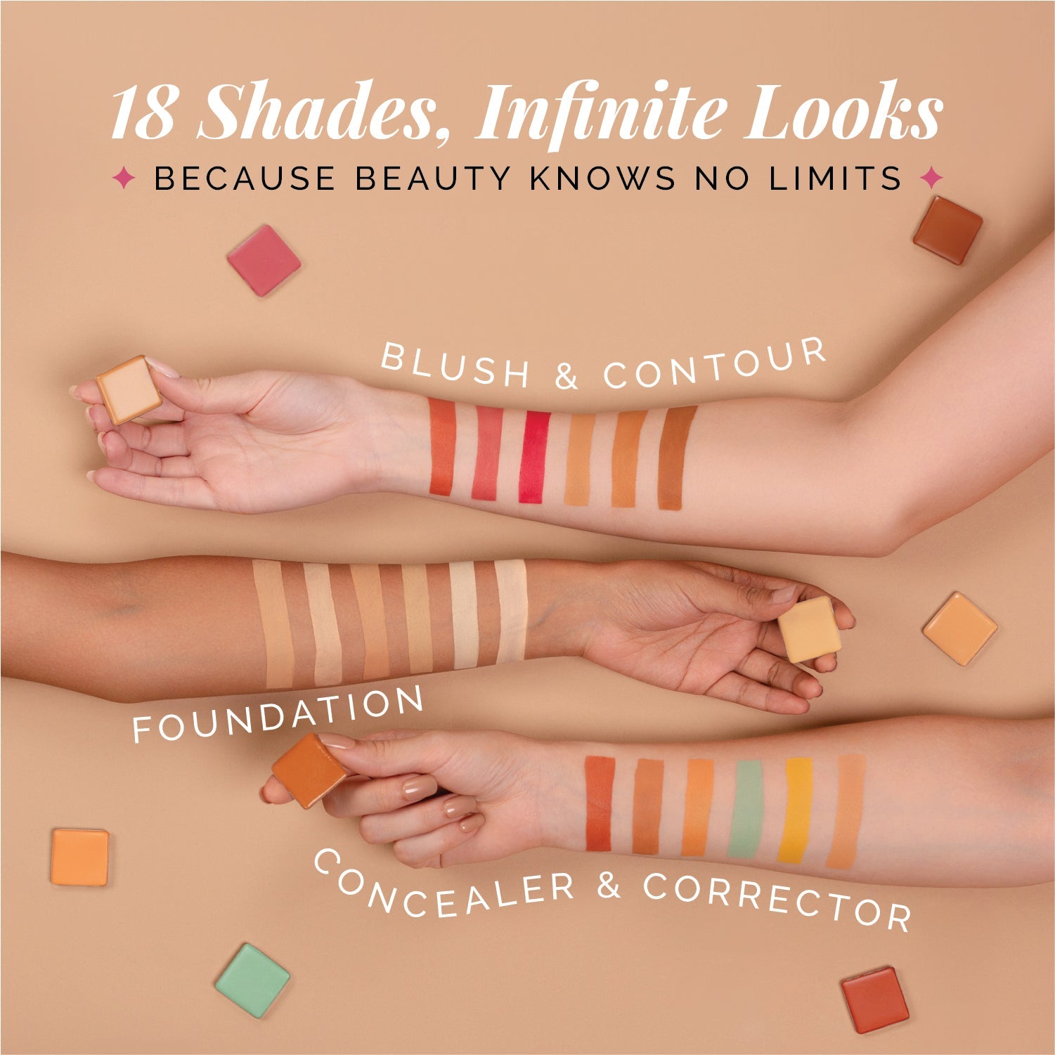 One for All Palette | 4-in-1 Foundation, Concealer, Blush & Contour | Travel-Friendly, Buildable Coverage | All-in-One Face Palette for Effortless Beauty | Use with Magic Drops for Best Results