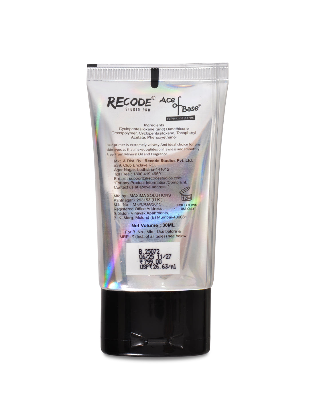 Recode Makeup Primer 30 ML for Oily Skin & Dry Skin  - Ace Of Base Primer