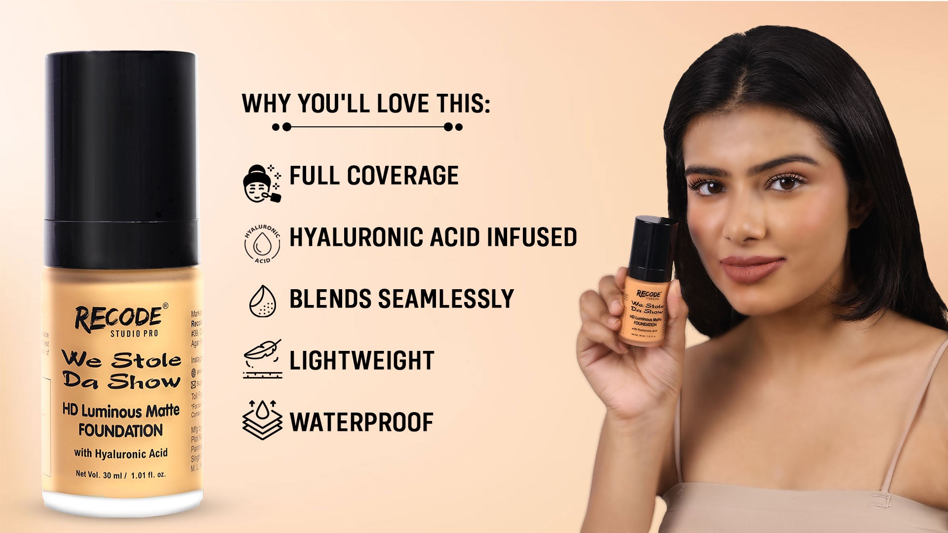 Jambudvipa Matte Finish Foundation with Hyaluronic Acid for Dry Skin