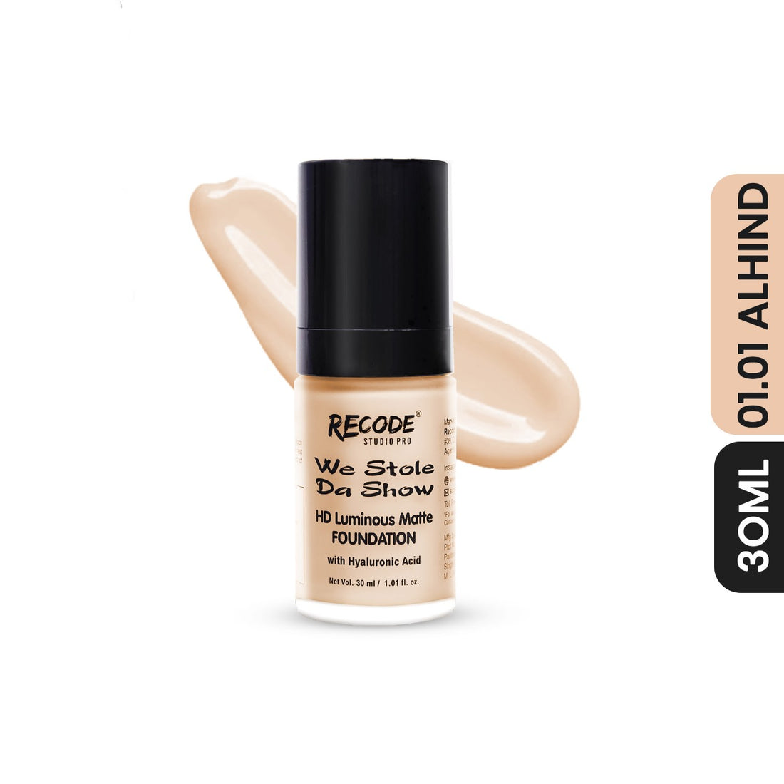 1.01 HD Luminous Matte Finish Foundation ALHIND - 30 ML