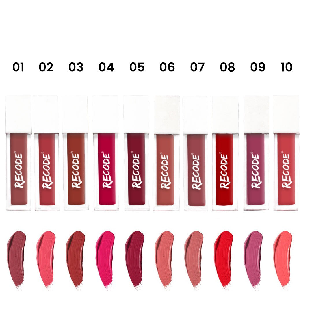 Recode 10 Silky Matte Mini Liquid Lipsticks - 12.50 ML (1.25MLx 10)