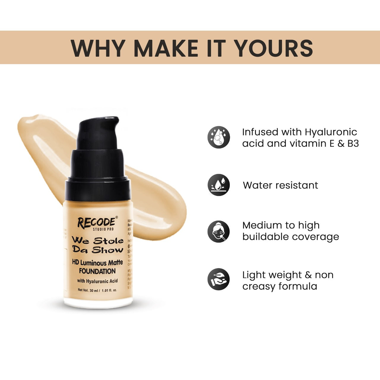 02 HD Luminous Matte Foundation- 30 ML 02 BHARAT