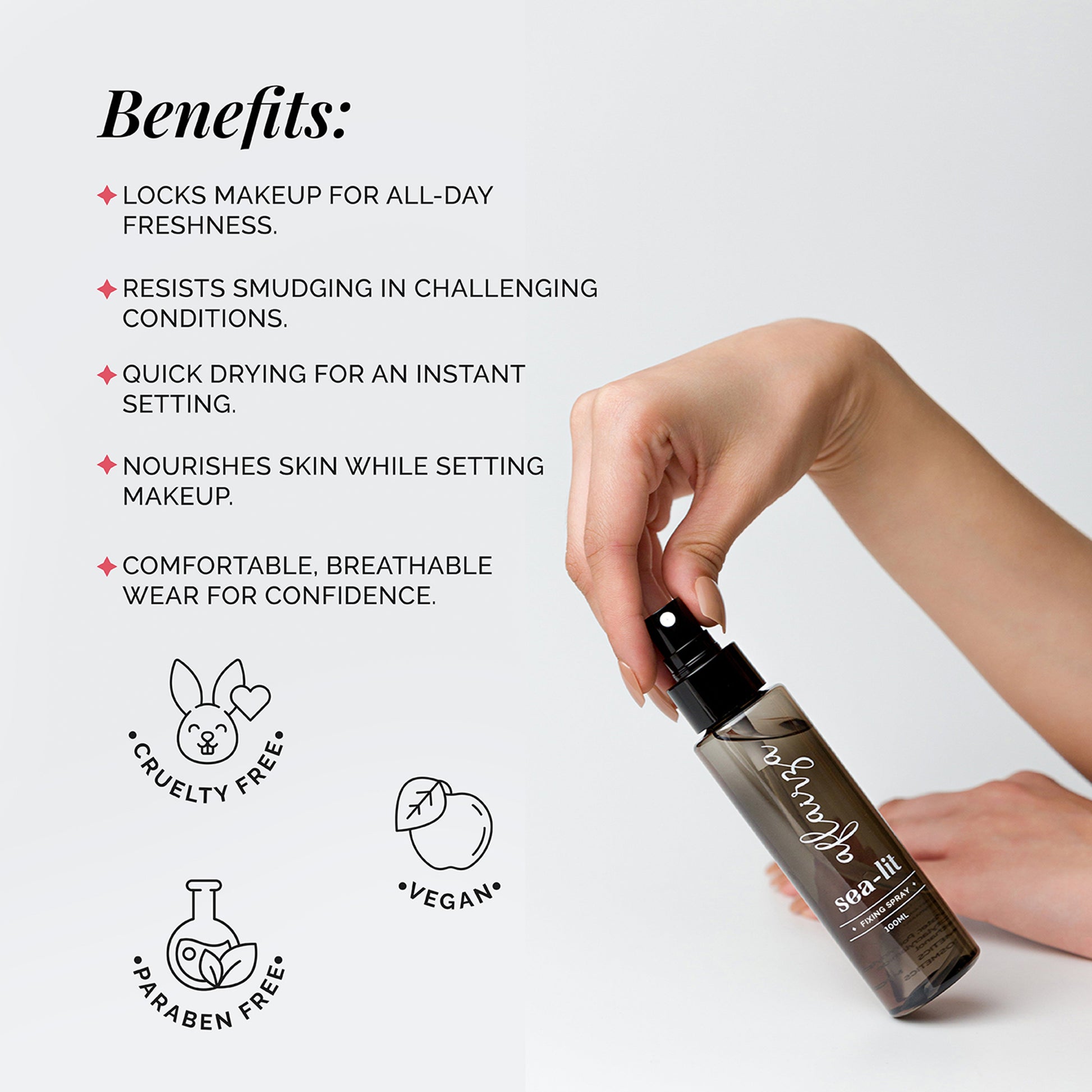 Sea-lit Makeup Fixing Spray | Long-Lasting Hold, Sweat & Humidity Resistant | Quick-Dry, Lightweight Mist | Non-Sticky & Hydrating Finish | Locks in Makeup All Day