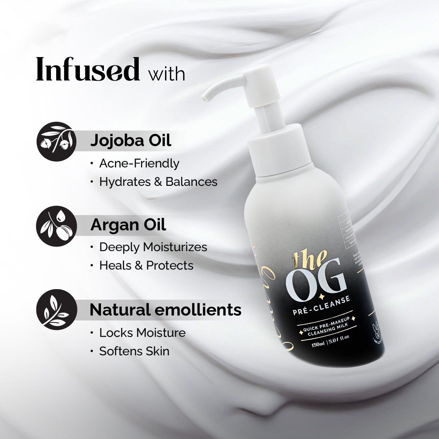 The OG Pre-Makeup Cleansing Milk | With Jojoba & Argan Oil | Gentle Daily Cleanser & Makeup Prep