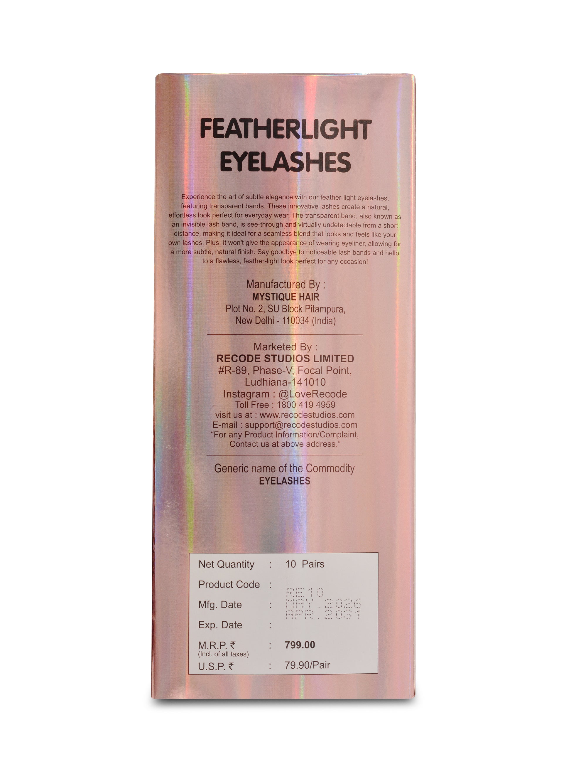 Recode RE10/D52 Featherlight Eyelashes-Transparent Band