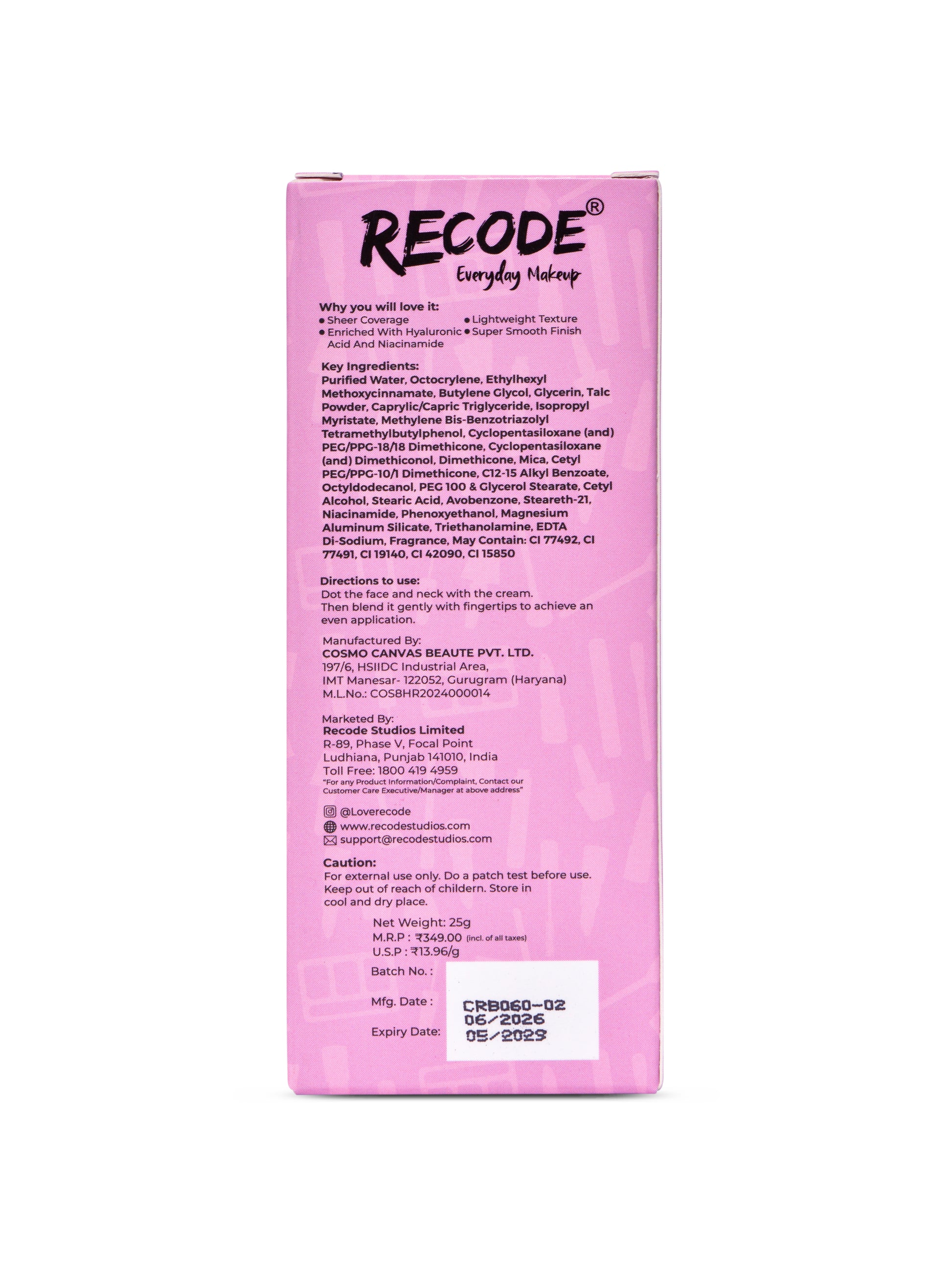 Recode Drip BB Cream Spf 30 -Everyday Makeup- 25G