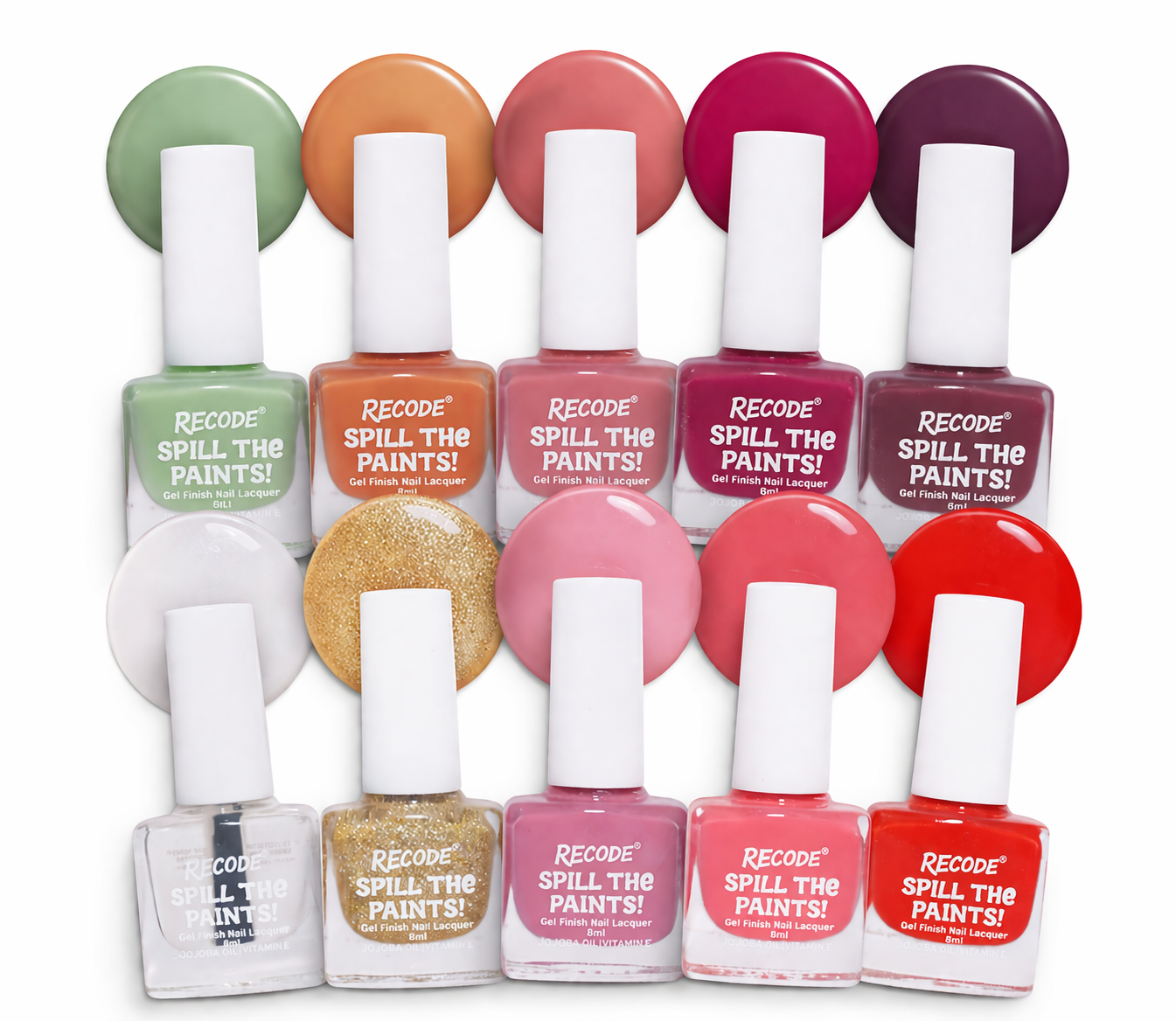 Recode Combo Purple & Red Spill The Paints Nail Paint Set Of 5 X 2 (10 X 5ML)