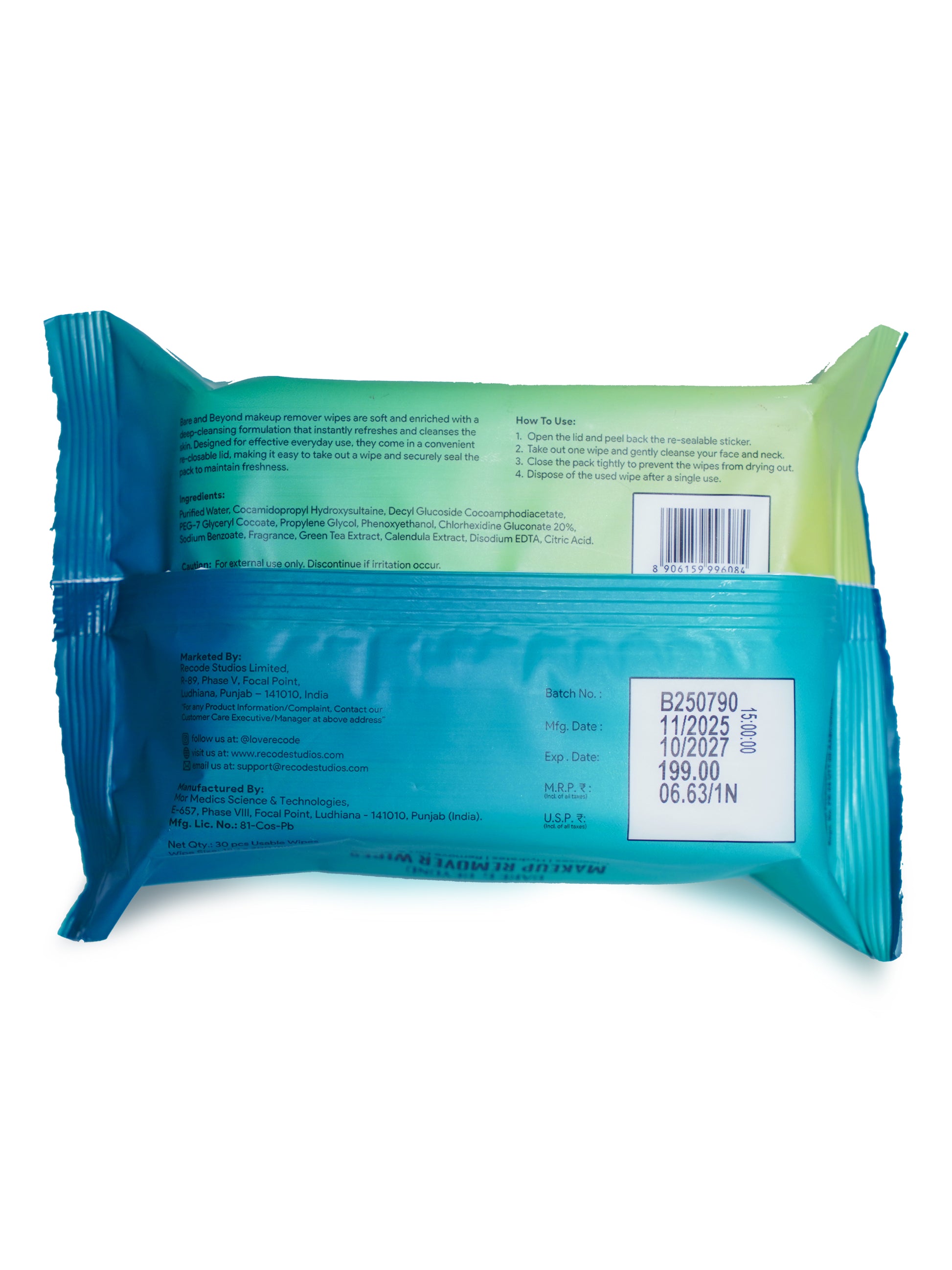 Recode Bare & Beyond Makeup Remover Wipes (30 Wipes)