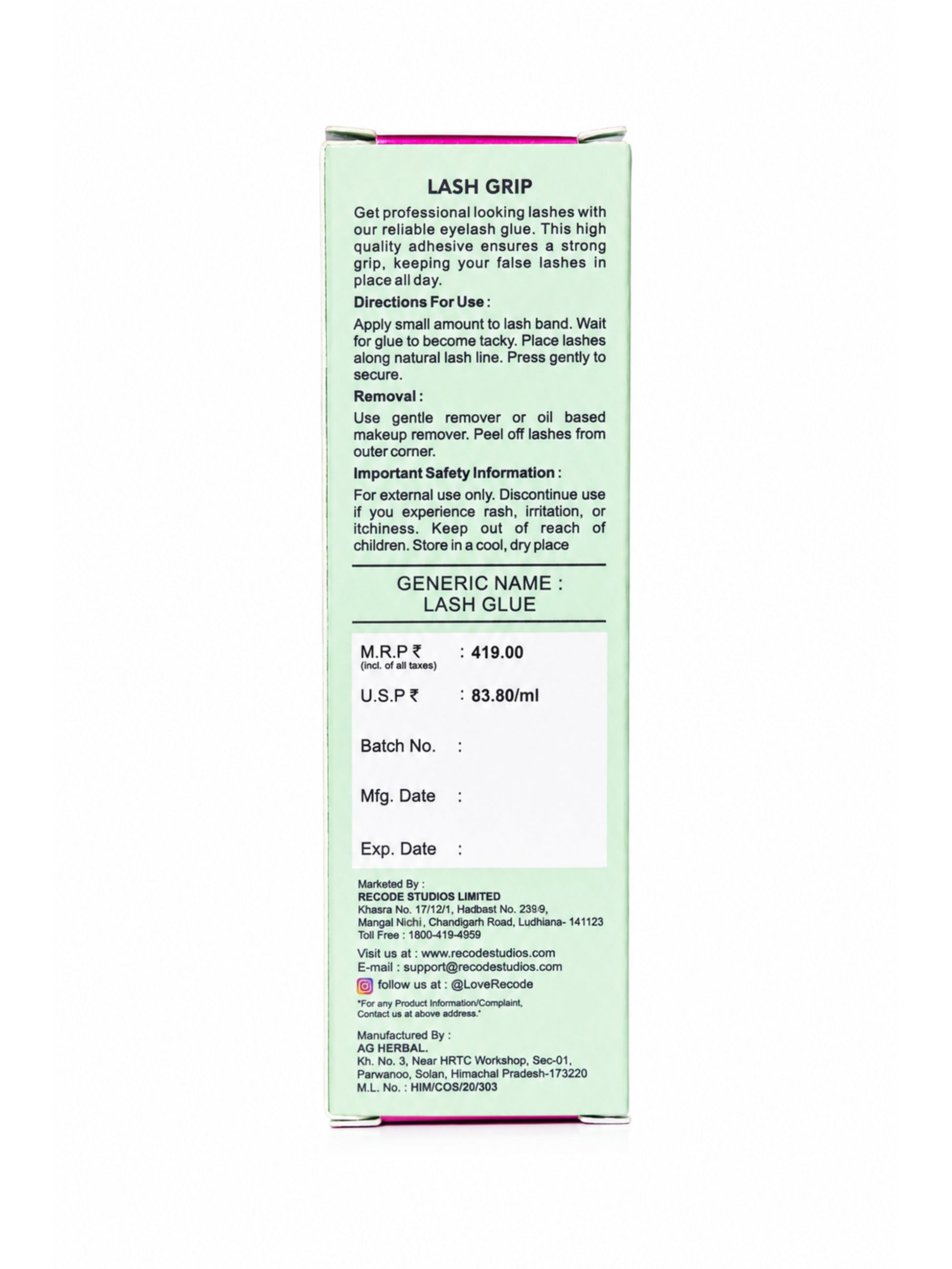 Recode Lash Grip 5 ML - Black