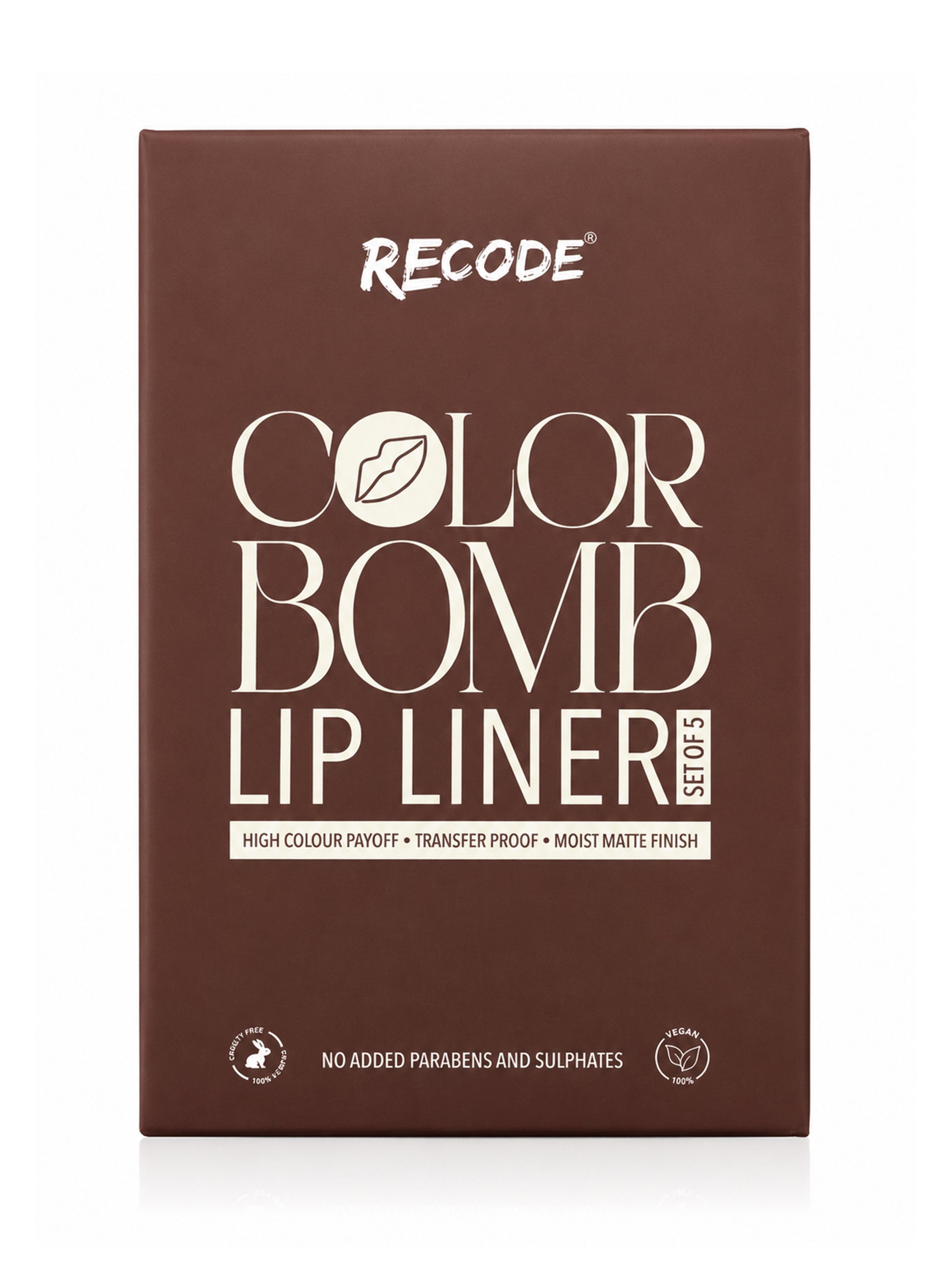 Recode 01 Brown Color Bomb Lip Liner Set of 5 ( 5 X 0.3 G)