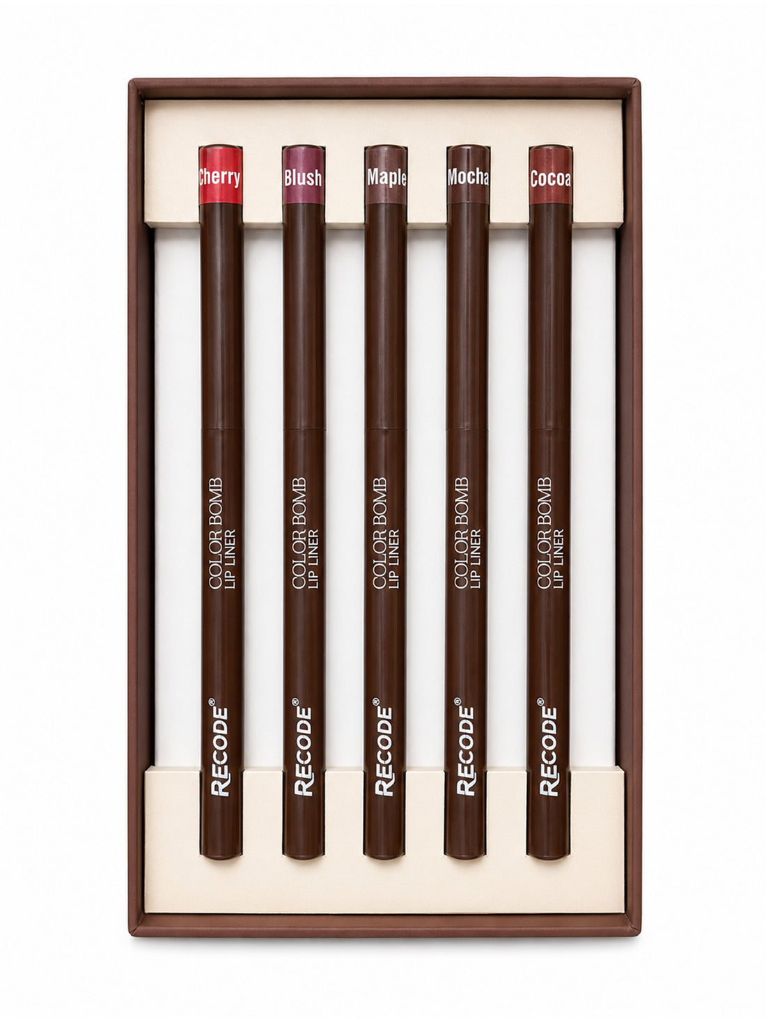 Recode 01 Brown Color Bomb Lip Liner Set of 5 ( 5 X 0.3 G)