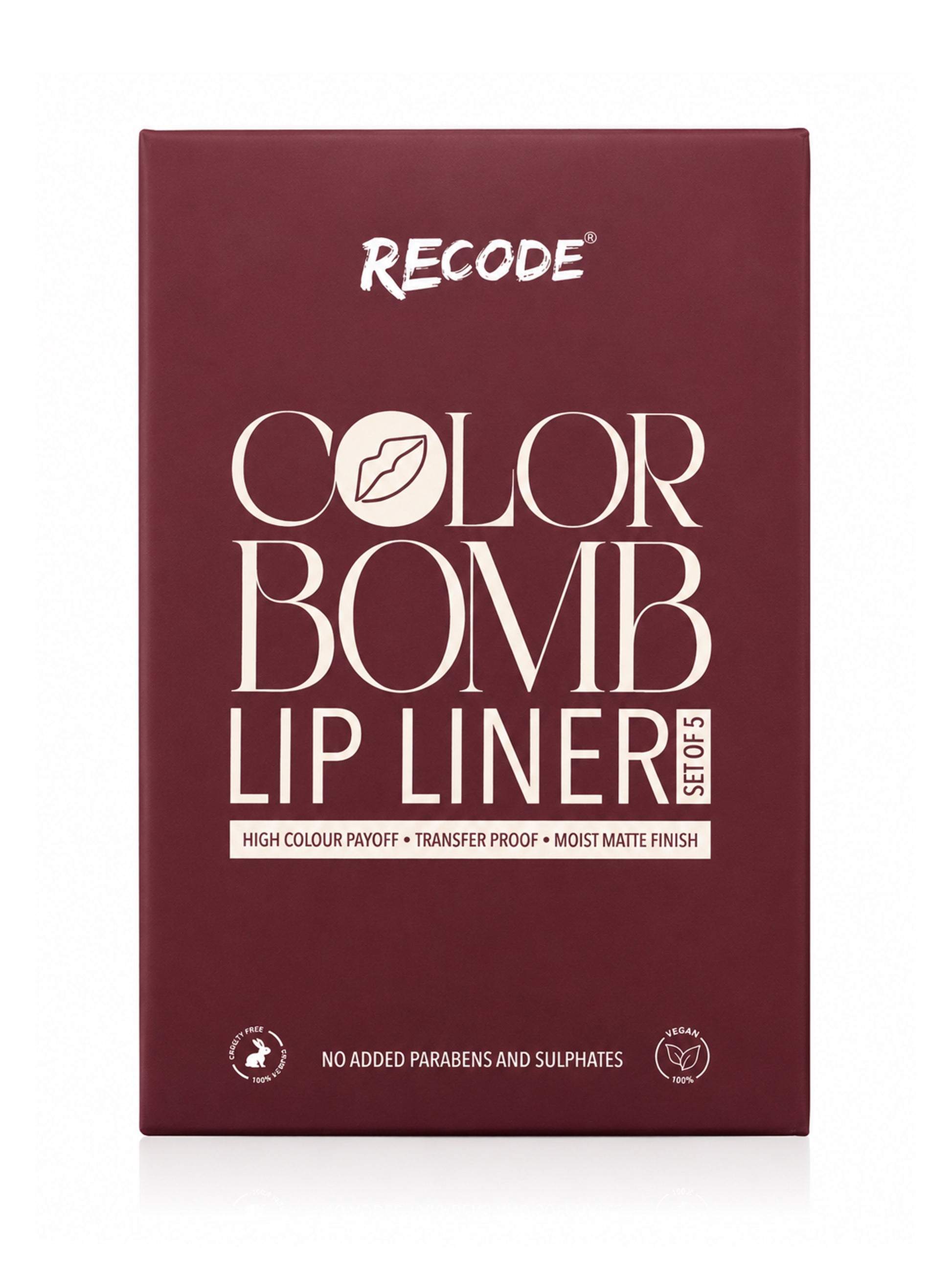 Recode 02 Red Color Bomb Lip Liner Set of 5 ( 5 X 0.3 G)