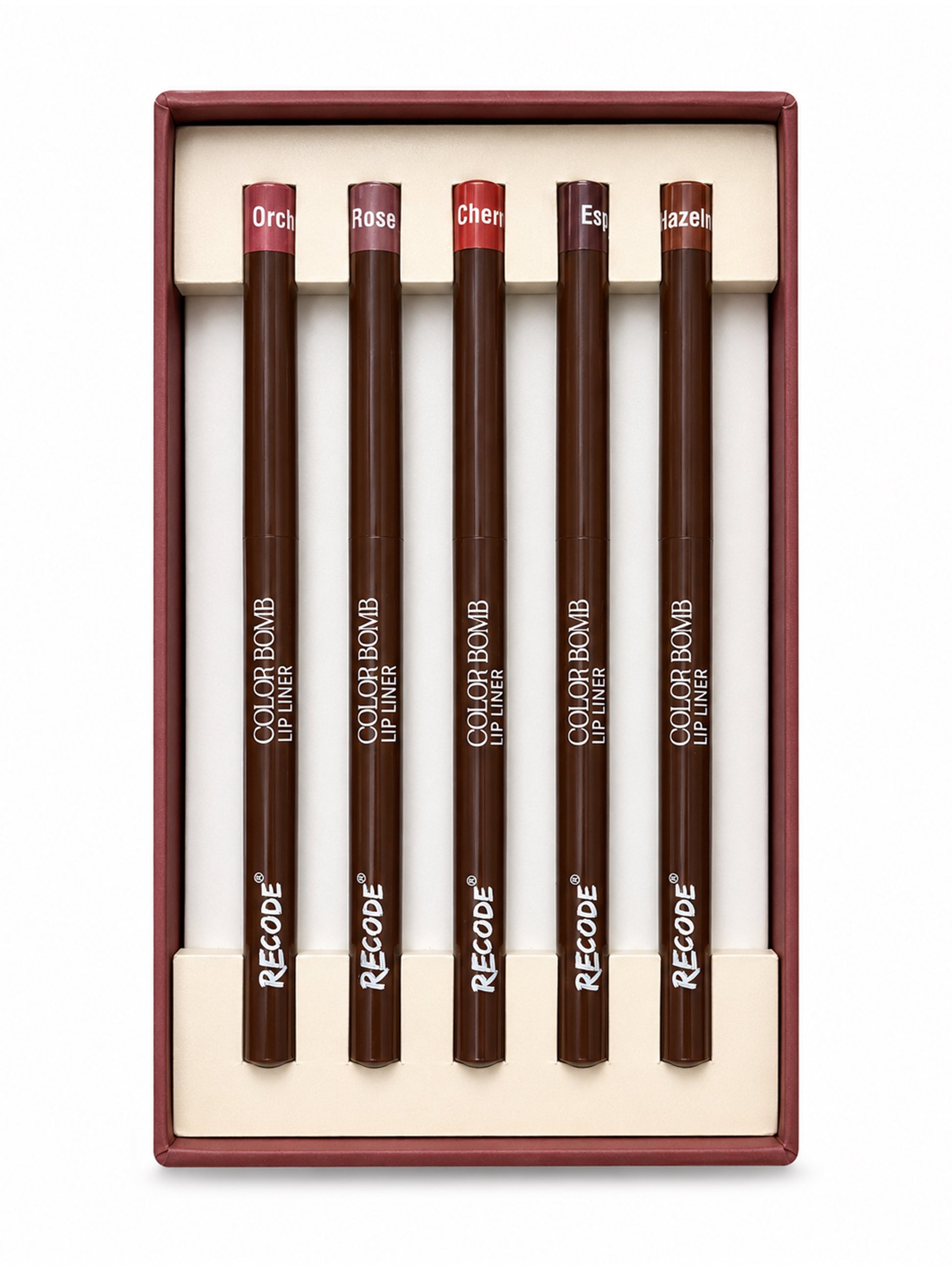 Recode 02 Red Color Bomb Lip Liner Set of 5 ( 5 X 0.3 G)