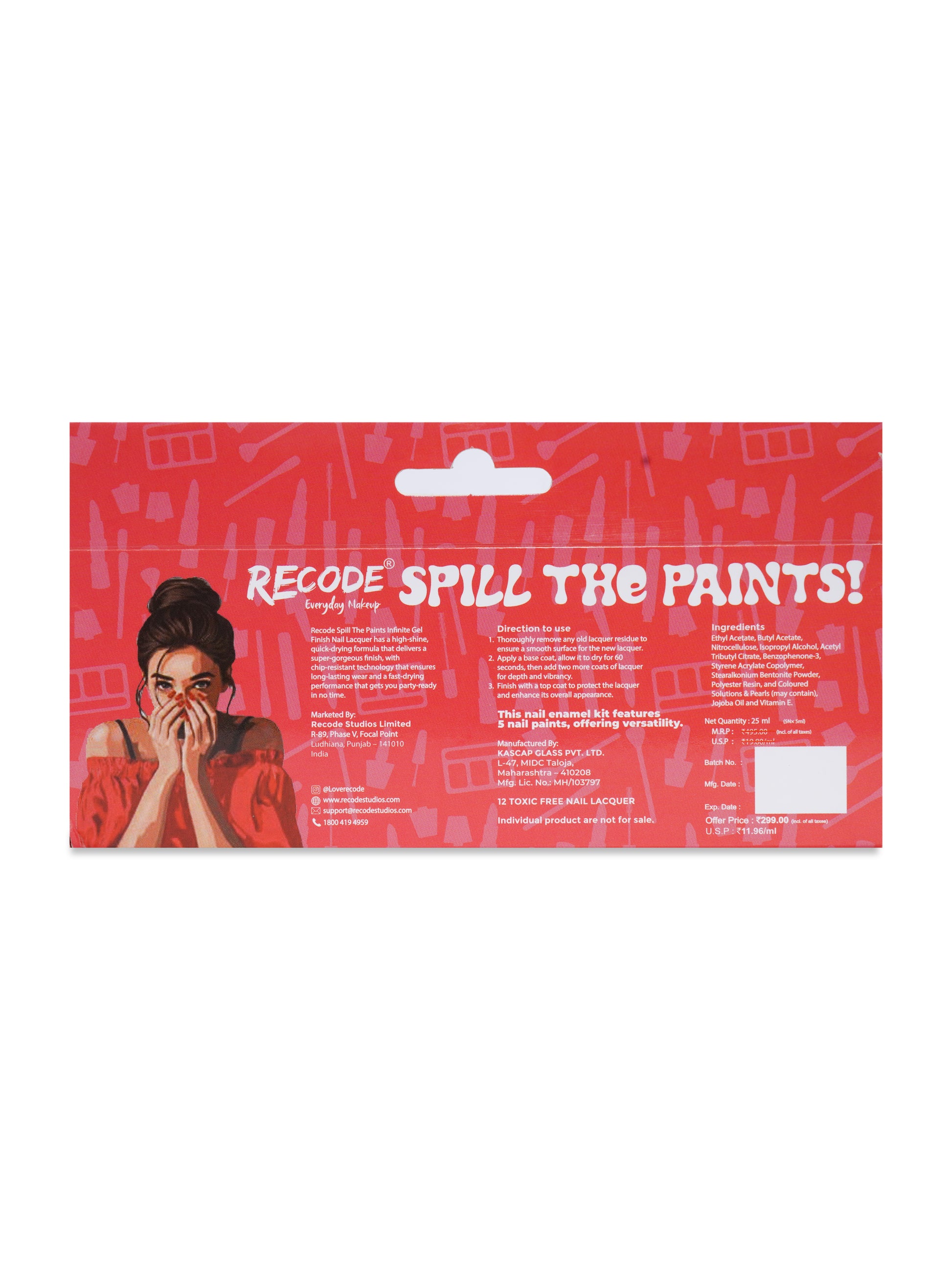 Recode Red Spill The Paints Nail Paint Set Of 5 (5 X 5ML)