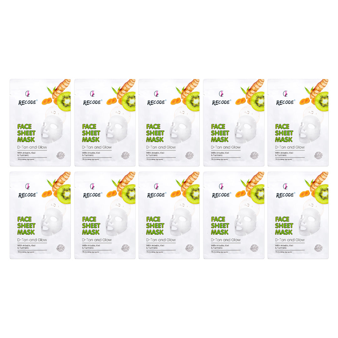 Recode Face Sheet Mask For De-Tan Pack of 10