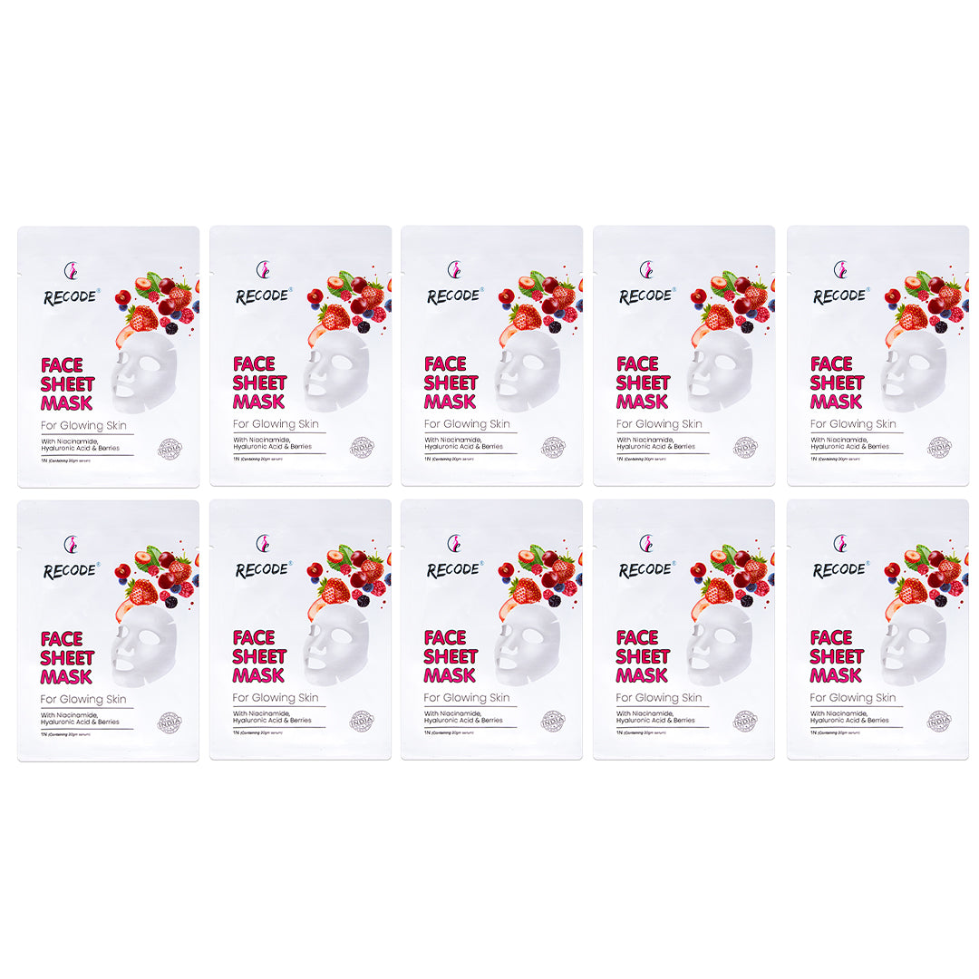 Recode Face Sheet Mask For Glowing Skin Pack of 10