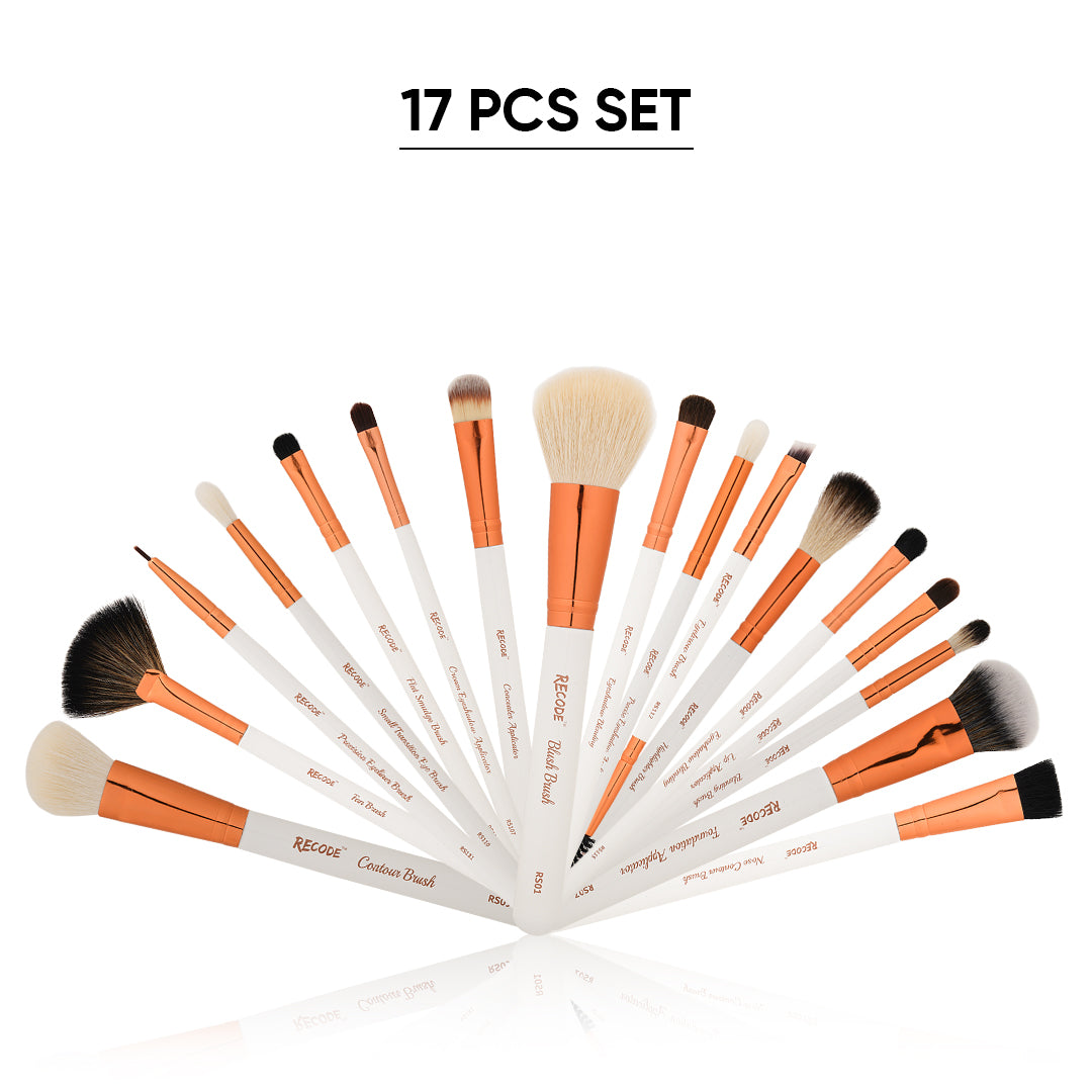 Recode Brush 17-pcs Set with Premium Rose Gold Pouch