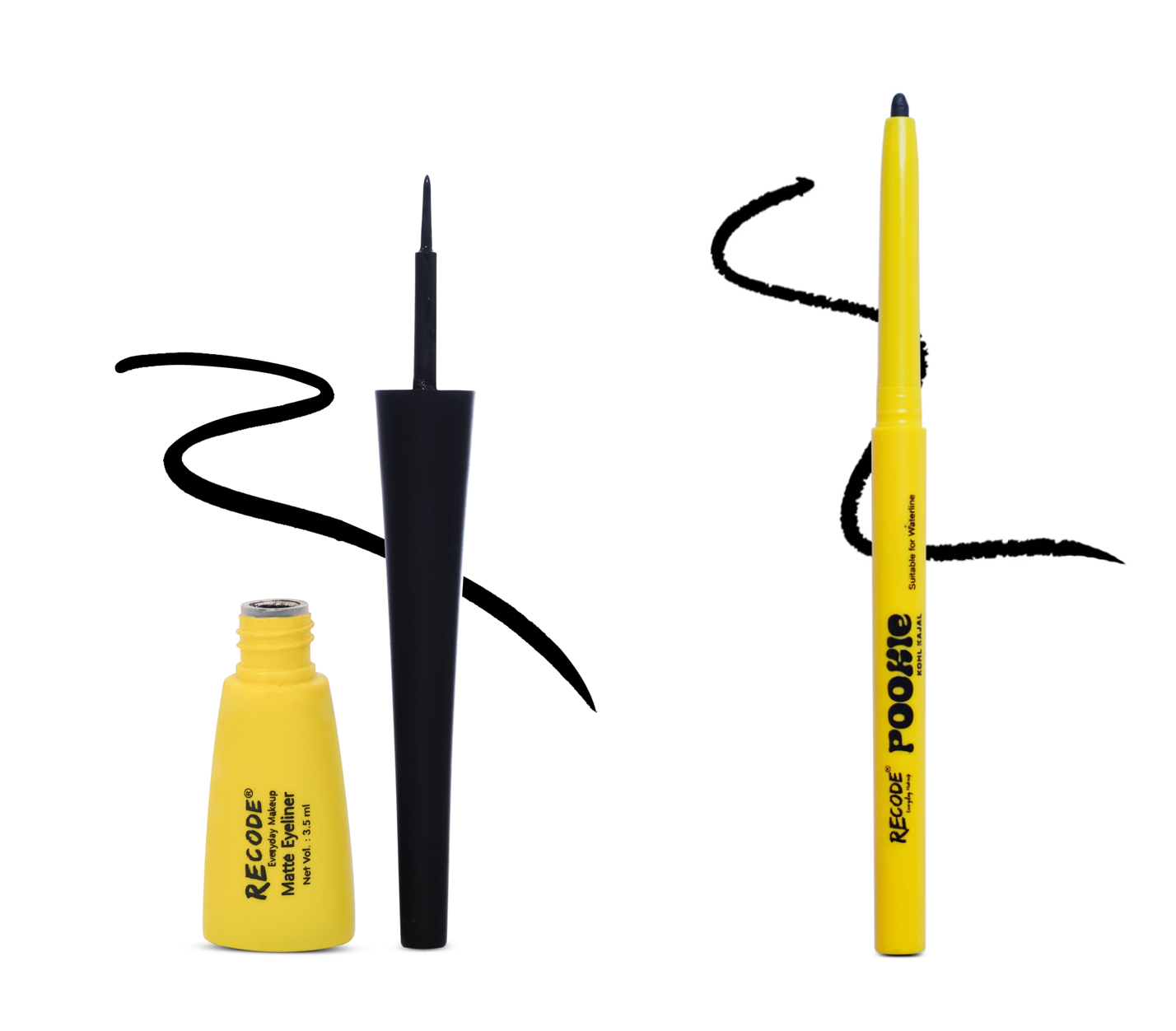 Recode Pookie Black Kajal (0.3 G) & Rizz Matte Black Eyeliner (3.5 ML) Combo