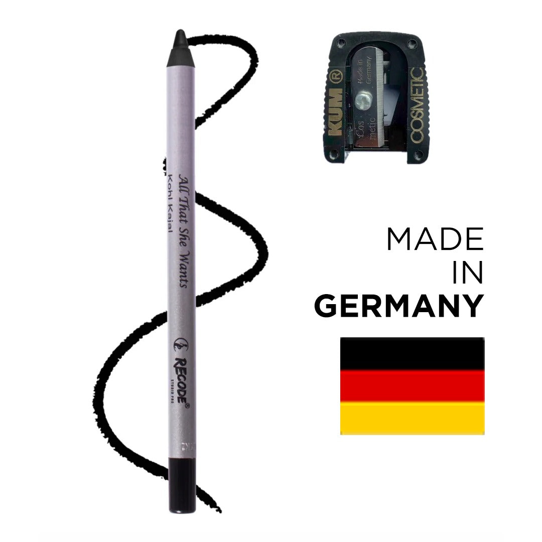 Recode Black Kohl Kajal Pencil with Sharpener (Made in Germany) All That She Wants 1.20 G