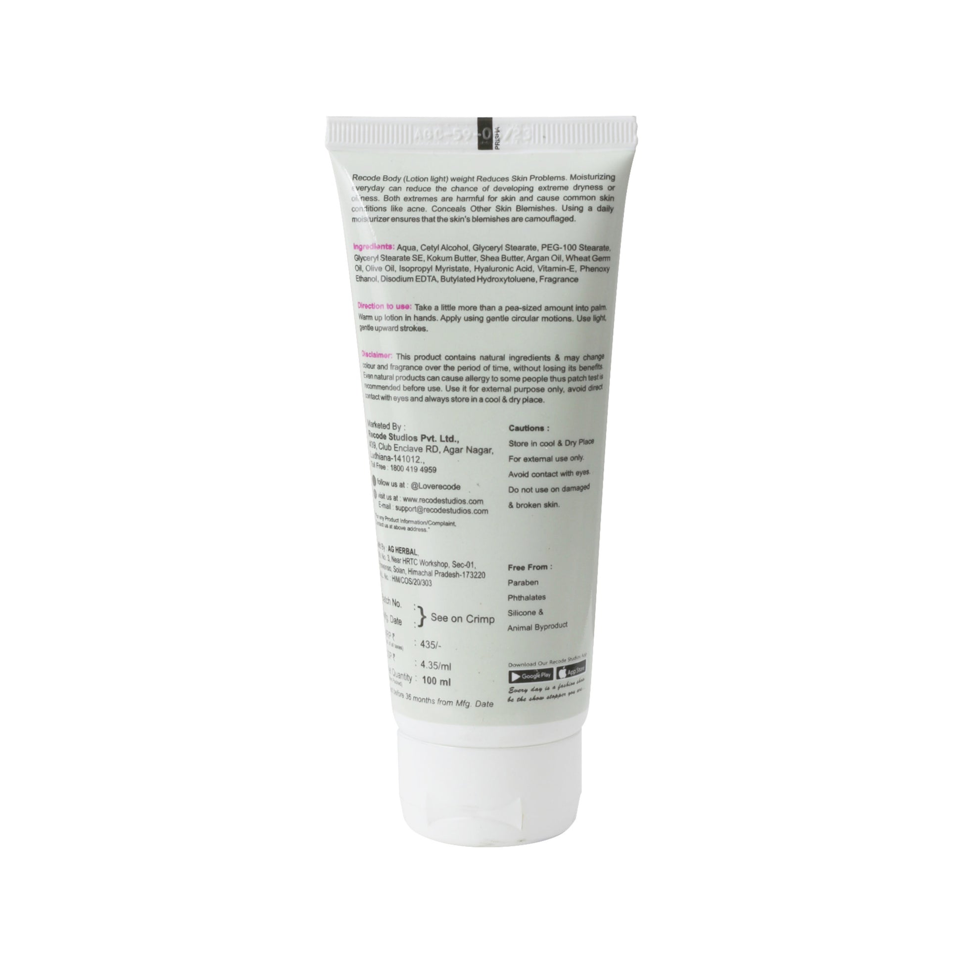 Recode Body Lotion (Light Weight) 100 ML