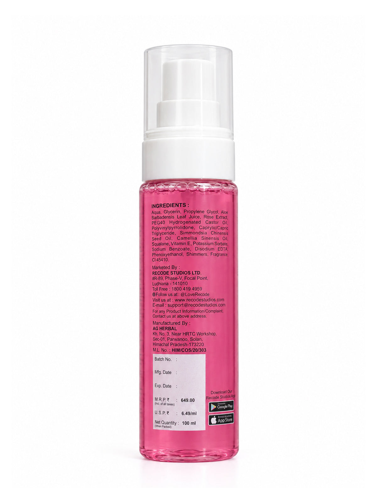 Recode Rose 100 ML Perfect Rose Grip Spray