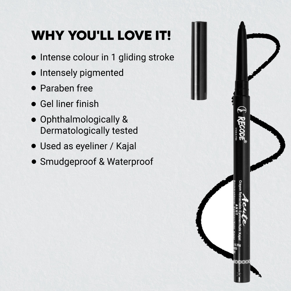 Recode Black Eyeliner Acute Kajal Pencil 0.35 gms