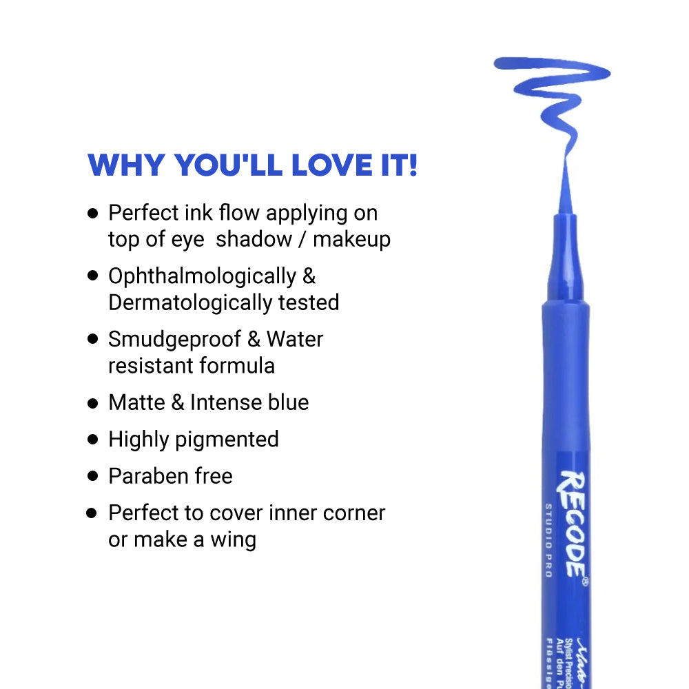 Recode Blue Pen Eyeliner - Make A Point 1.20 ml Waterproof & Smudge Proof